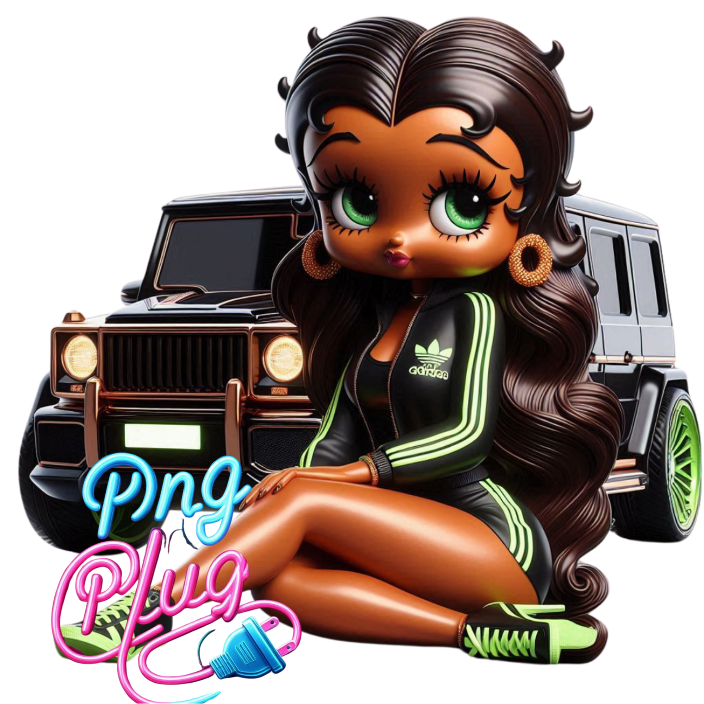 Betty Boop Black on a SUV Vehicle Car Truck Automobile PNG Image Bundle - Instant Digital Downloa