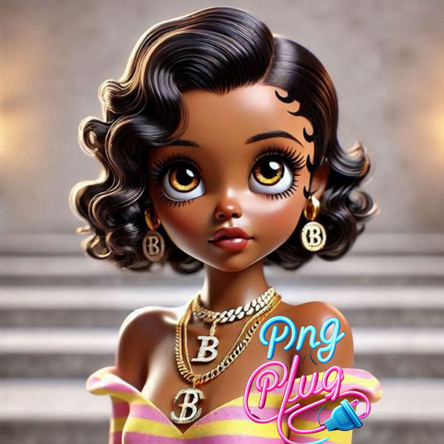 Golden Glow Glamour Betty Boop PNG Bundle Images - Instant Digital Download