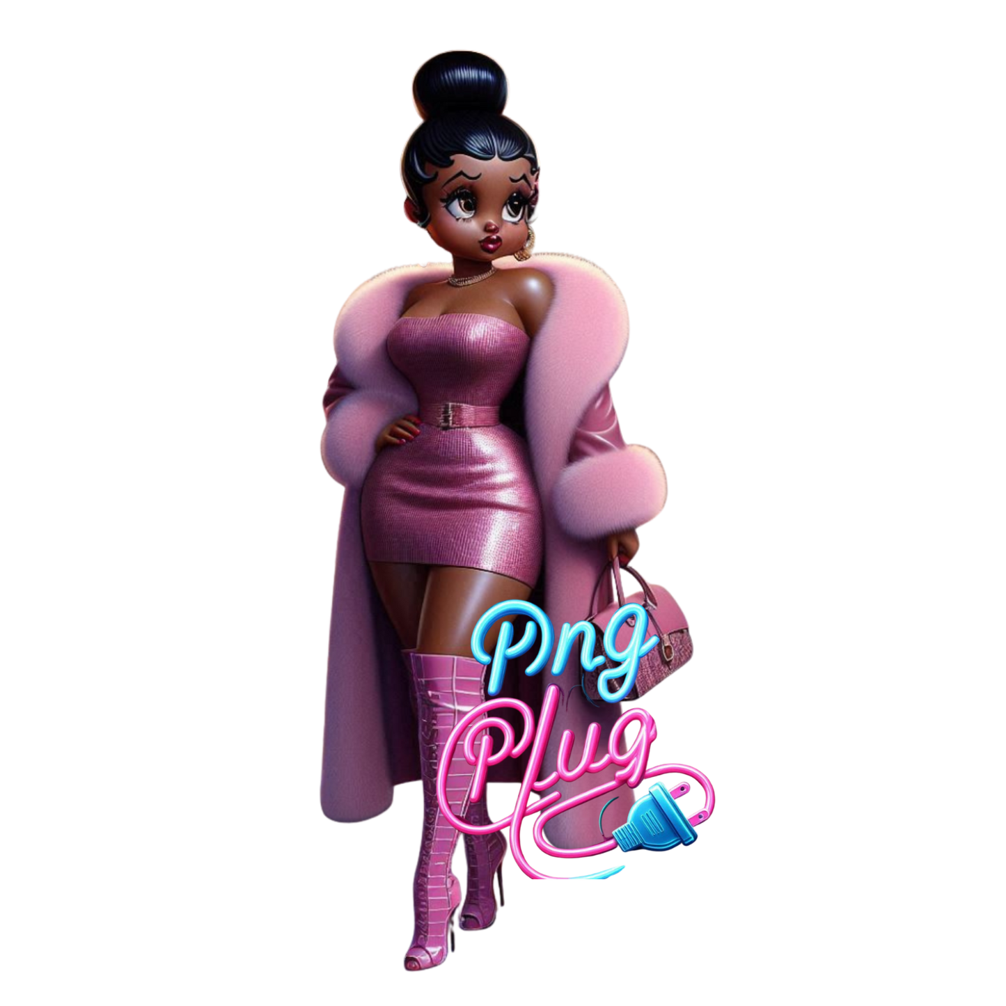 Stylish Pink Betty Boop Winter Fashion PNG Bundle - Instant Digital Download