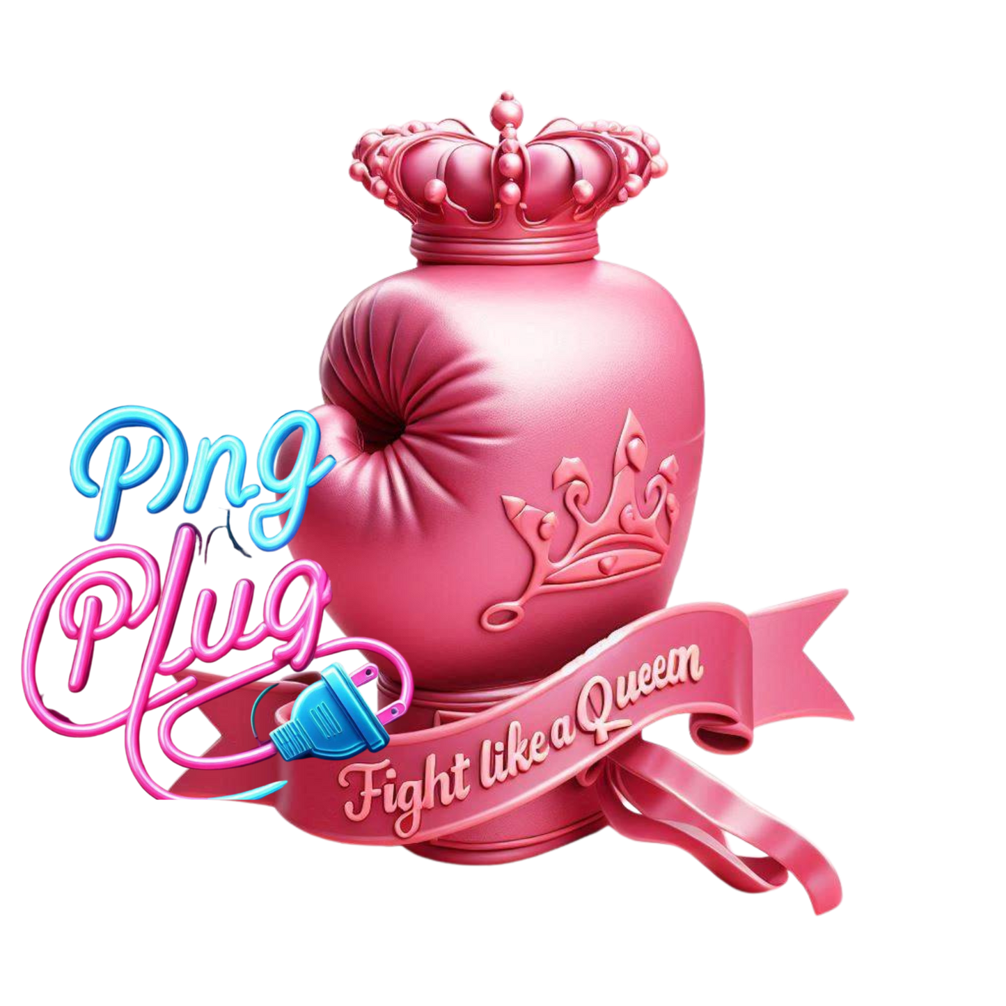 Empowered Fighter: Pink Boxing Glove with Crown - Breast Cancer Awareness- Instant Digital Download