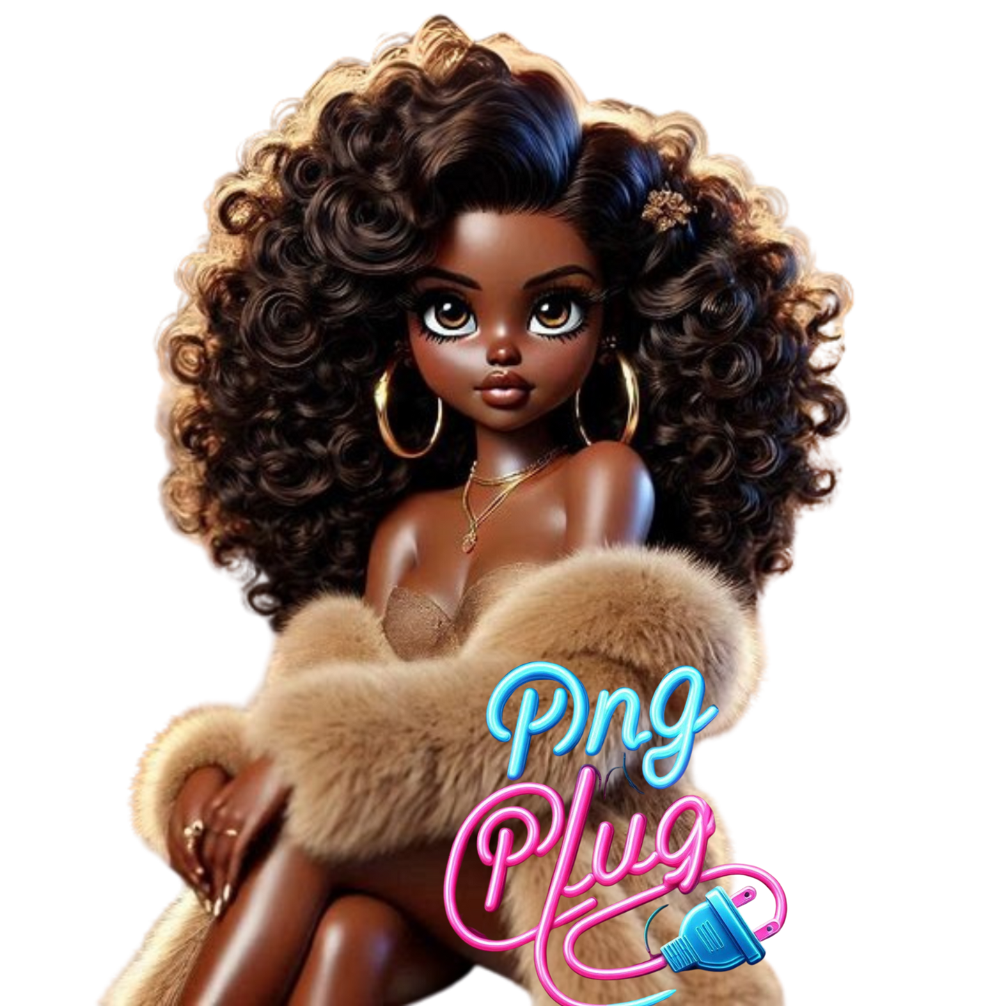 Betty Boop in Gold Fur Glamour PNG Bundle - Instant Digital Download