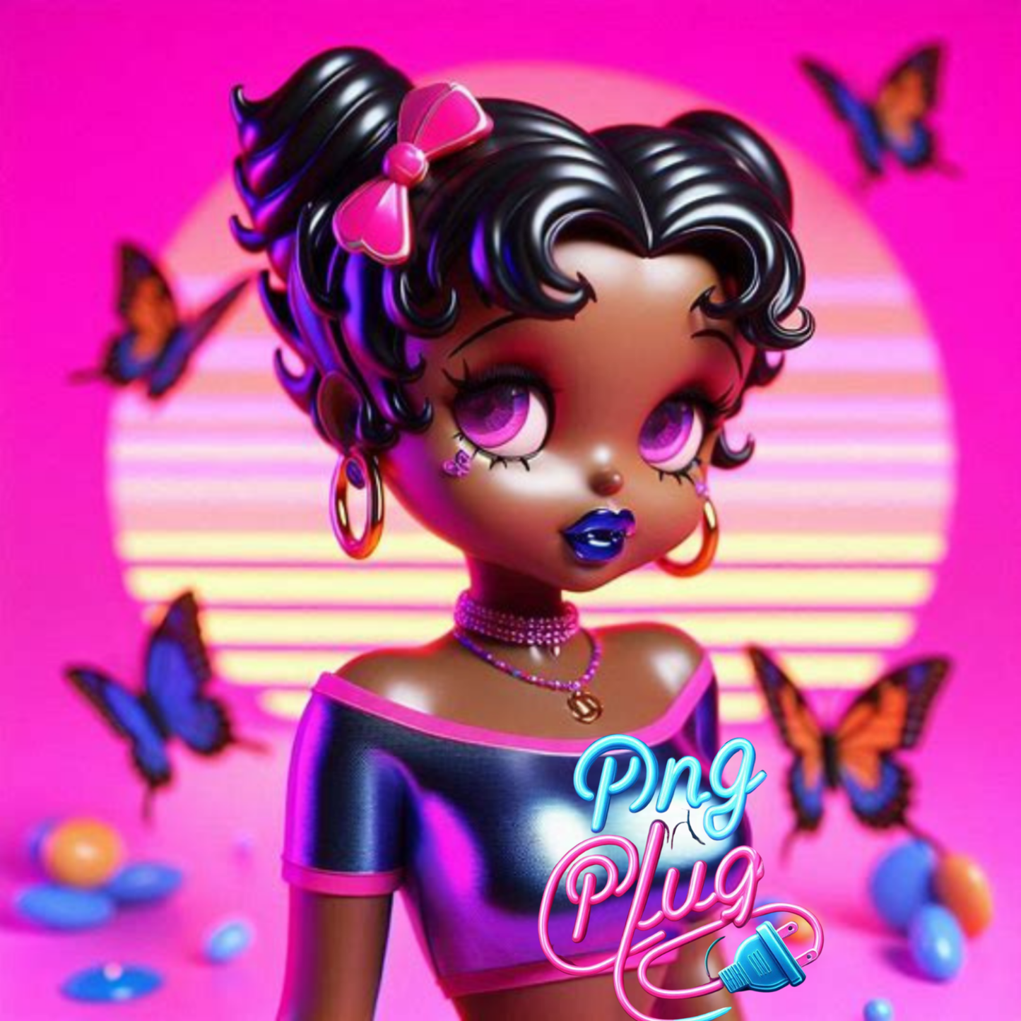 Neon Glam Betty Boop PNG Bundle Images - Instant Digital Download
