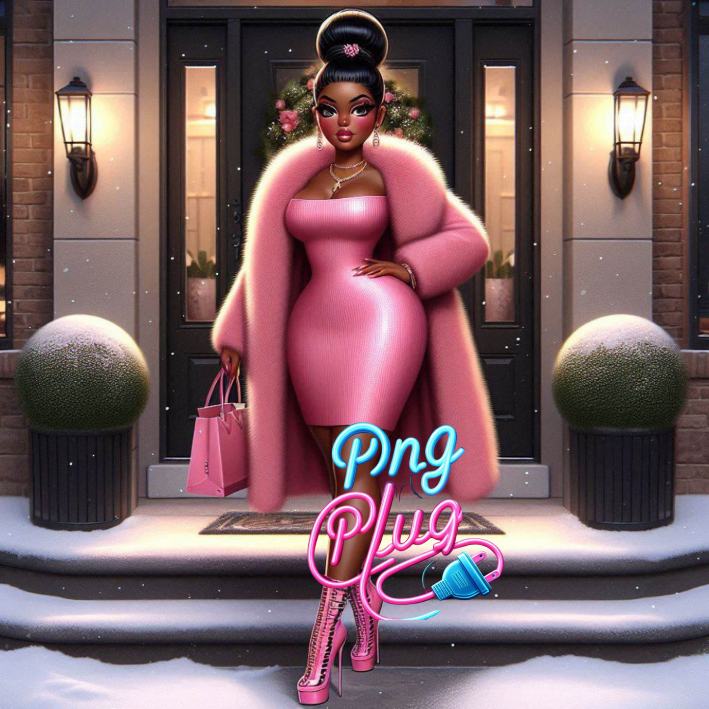 Stylish Pink Betty Boop Winter Fashion PNG Bundle - Instant Digital Download