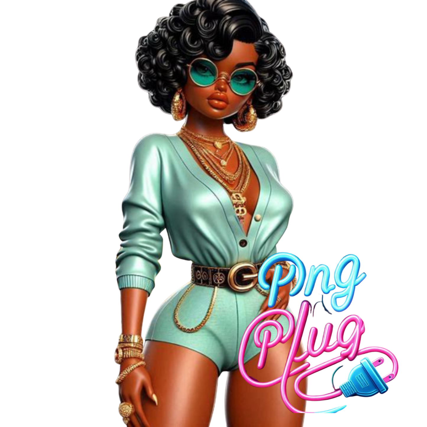 Glamorous Afrocentric Mint Betty Boop PNG -Bundle Instant Digital Download