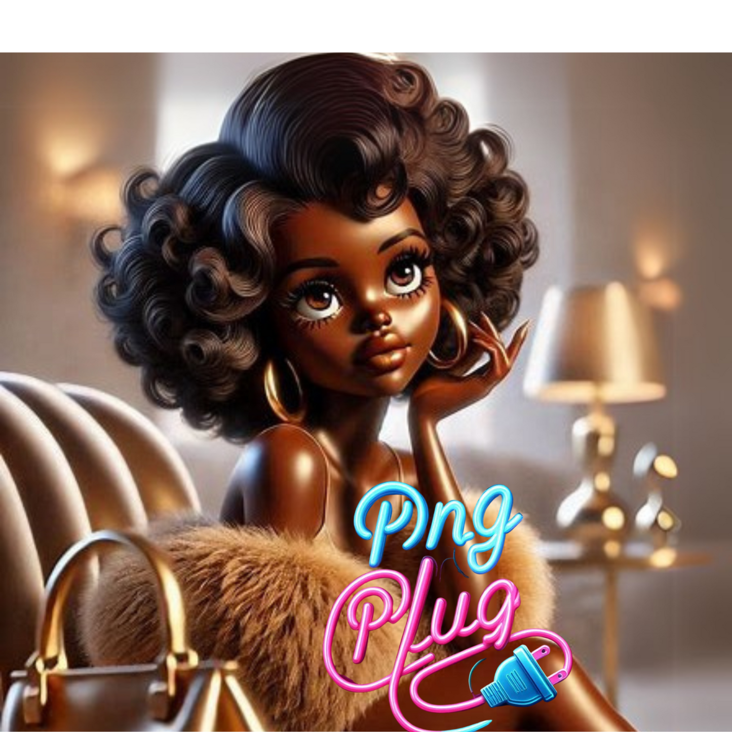 Betty Boop in Gold Fur Glamour PNG Bundle - Instant Digital Download