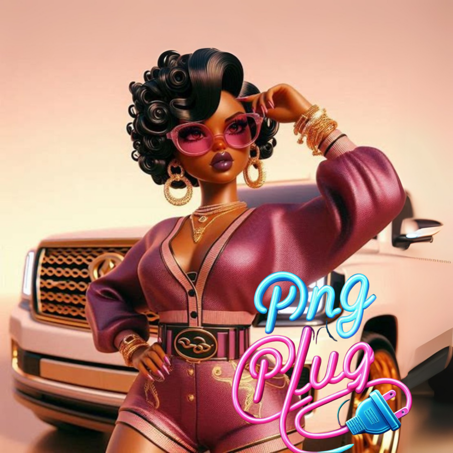 Glamorous Afrocentric Plum Betty Boop PNG Bundle - Instant Digital Download