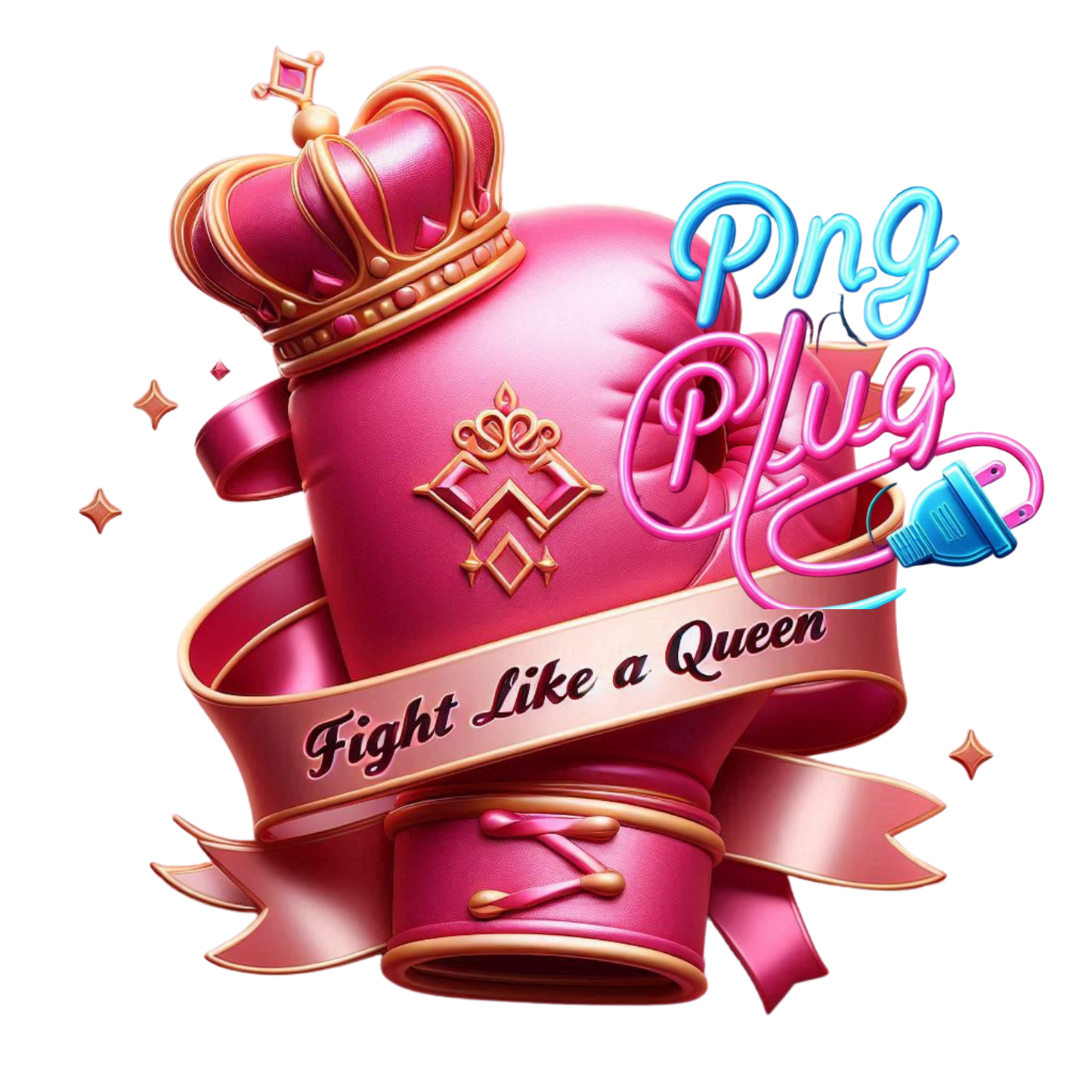 Empowered Fighter: Pink Boxing Glove with Crown - Breast Cancer Awareness- Instant Digital Download