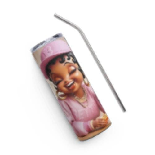 No More Drama Betty Boop Tumblr Wrap – Sassy Cartoon Diva in Streetwear with Fries – Digital Download Wrap for 20oz Tumblers- Instant Digital Download