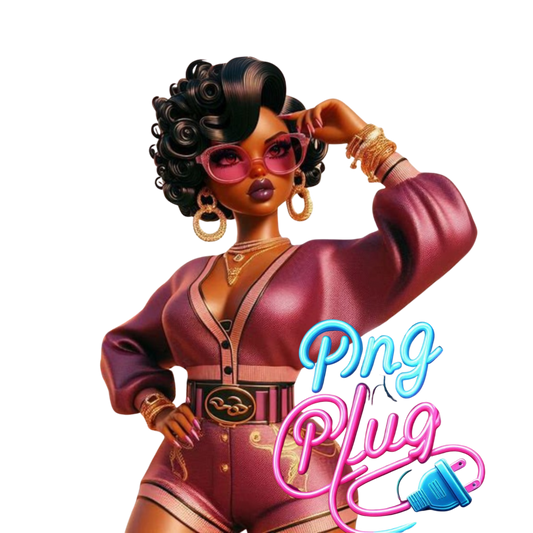 Glamorous Afrocentric Plum Betty Boop PNG Bundle - Instant Digital Download