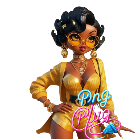 Glamorous Afrocentric Yellow Betty Boop PNG Bundle - Instant Digital Download