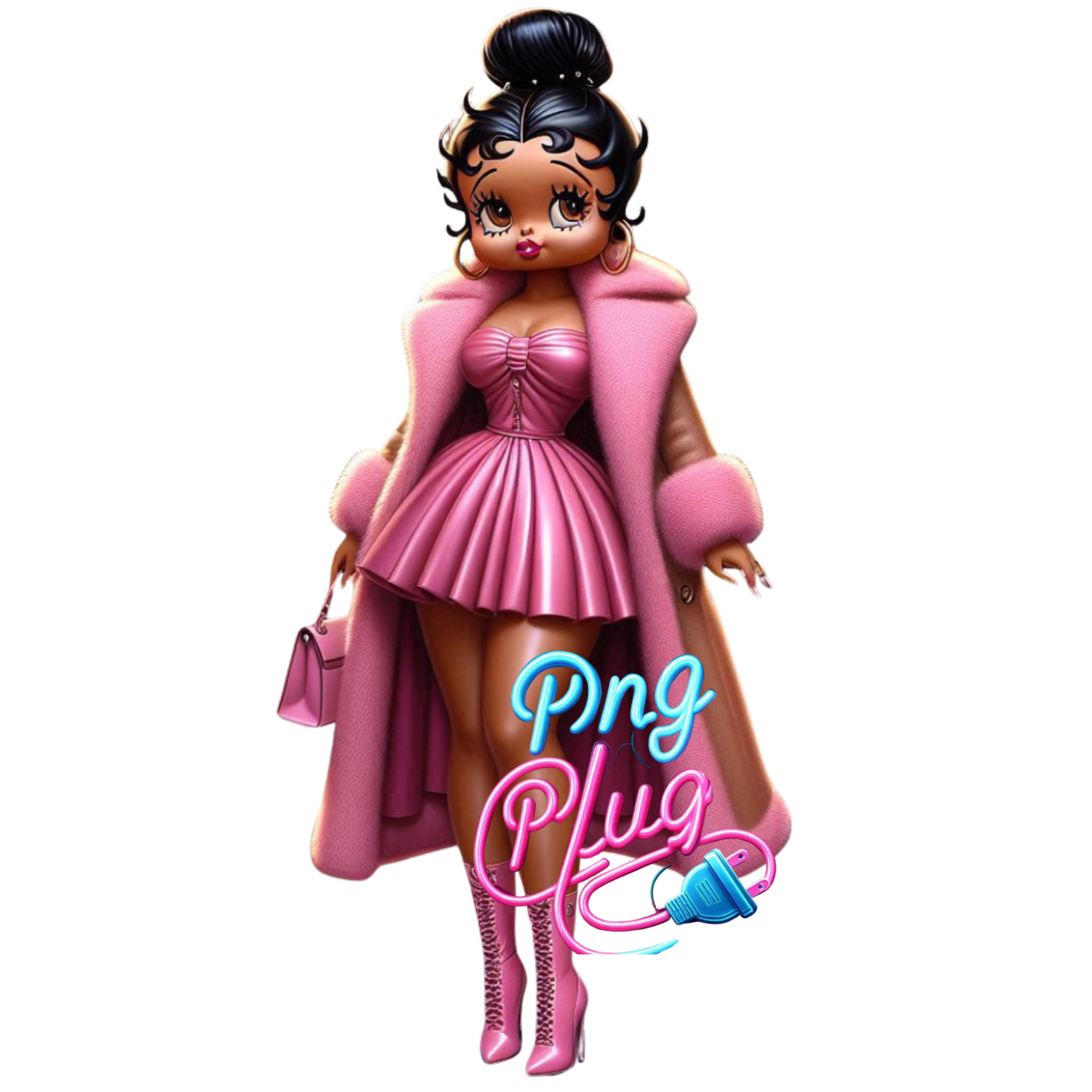 Stylish Pink Betty Boop Winter Fashion PNG Bundle - Instant Digital Download