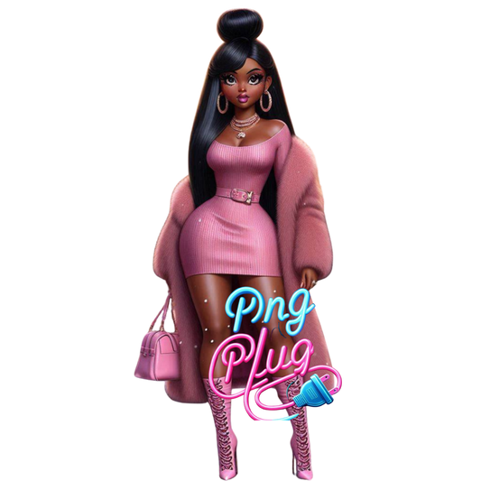 Stylish Pink Betty Boop Winter Fashion PNG Bundle - Instant Digital Download