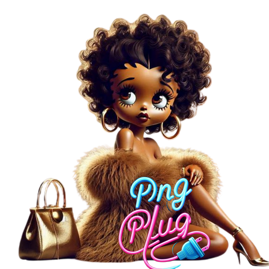 Betty Boop in Gold Fur Glamour PNG Bundle - Instant Digital Download