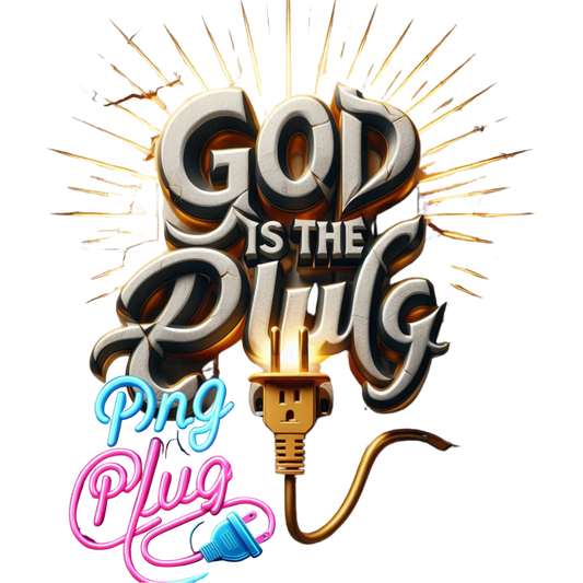 Elegant God Is The Plug Gold 3D PNG | Faith Power Art PNGI mage Instant Digital Download)