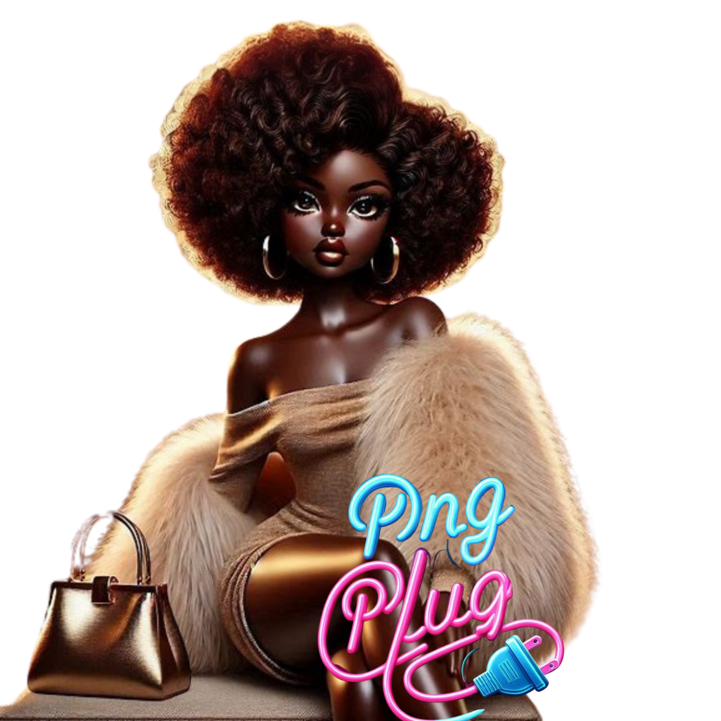Betty Boop in Gold Fur Glamour PNG Bundle - Instant Digital Download