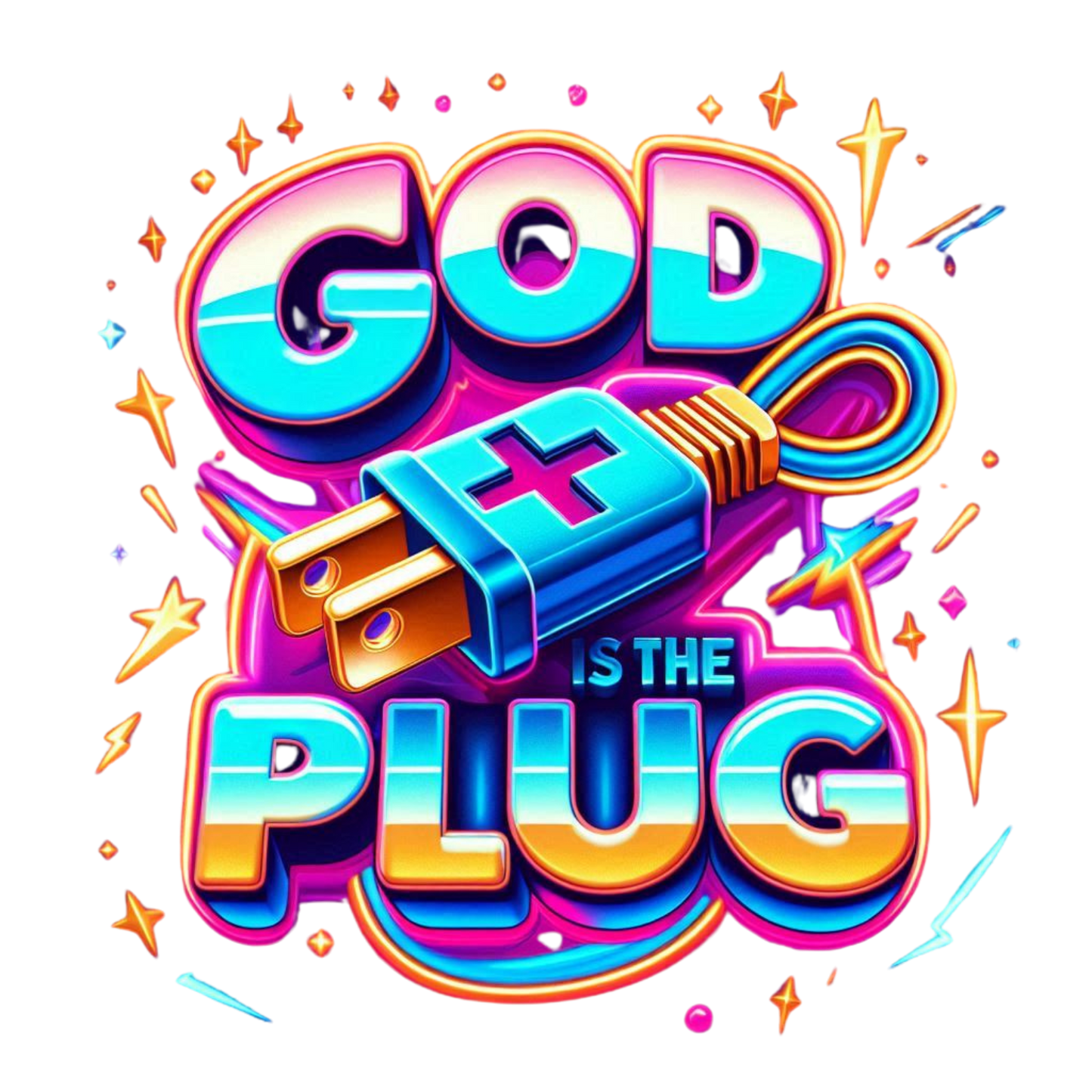 God Is The Plug Neon Graffiti | Faith-Based PNG Image - Instant Digital Download