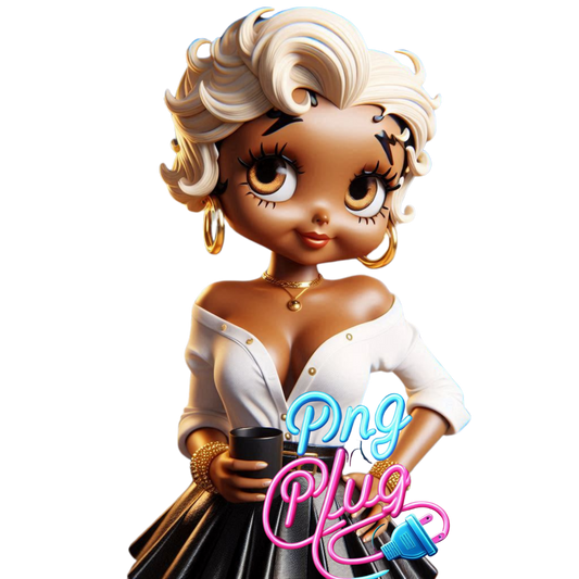 Blonde African American Betty Boop Glam Girl Bundle PNG Images – Instant Digital Download