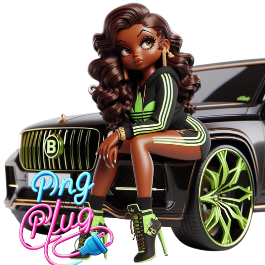 Betty Boop Black on a SUV Vehicle Car Truck Automobile  PNG Image Bundle - Instant Digital Downloa