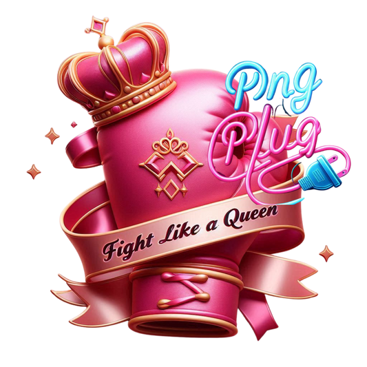 Empowered Fighter: Pink Boxing Glove with Crown - Breast Cancer Awareness- Instant Digital Download