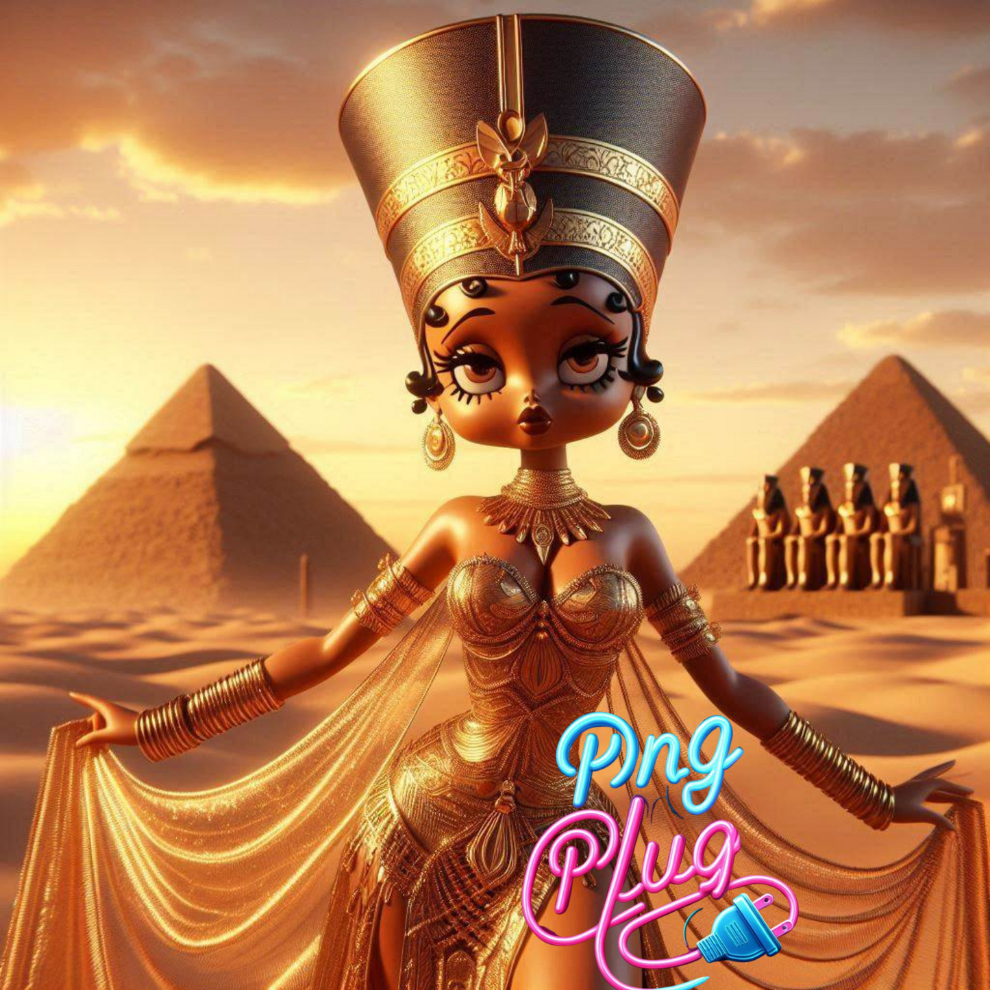 Regal Roots Afro-Egyptian Goddess 4 PNG Bundle  Images - Instant Digital Download
