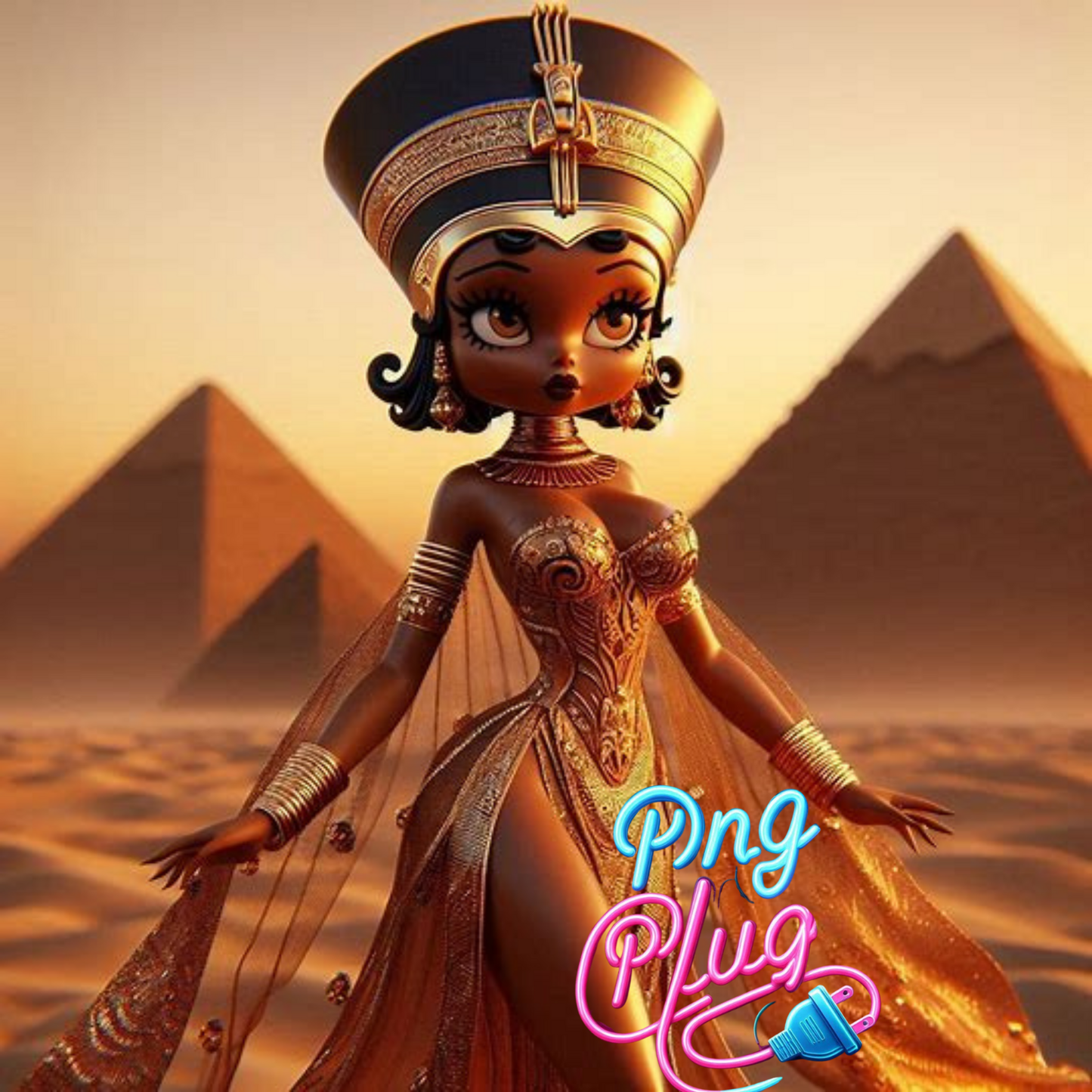 Regal Roots Afro-Egyptian Goddess 4 PNG Bundle  Images - Instant Digital Download