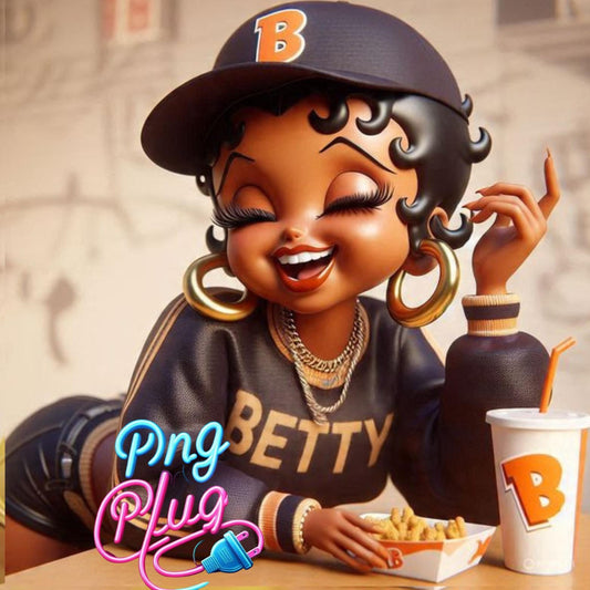 No More Drama Betty Boop Tumblr Wrap – Sassy Cartoon Diva in Streetwear with Fries – Digital Download Wrap for 20oz Tumblers- Instant Digital Download